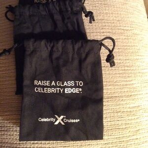 Three Celebrity Cruises Pouch Drawstring Dust Bag in Black